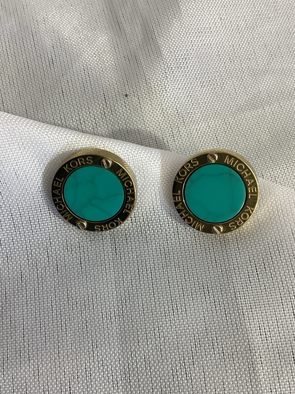Michael Kors Gold-Tone Turquoise Circle Stud Earrings